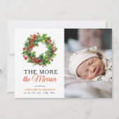 Hoe meer de Merrier Kerstfoto Baby Geboorte Aankondiging (Voorkant)