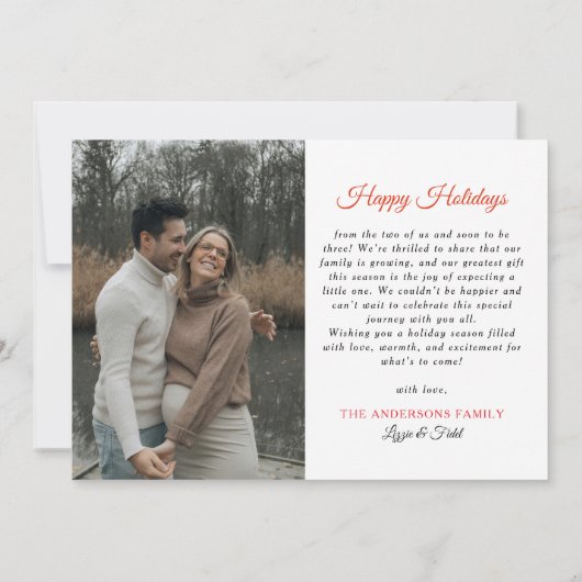 Hoe meer de Merrier Kerstfoto zwangerschap Aankondiging (Achterkant)