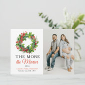 Hoe meer de Merrier Kerstfoto zwangerschap Aankondiging (Staand voorkant)