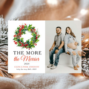 Hoe meer de Merrier Kerstfoto zwangerschap Aankondiging