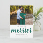 hoe meer de merrier kerstnaalden baby feestdagenkaart (Staand voorkant)