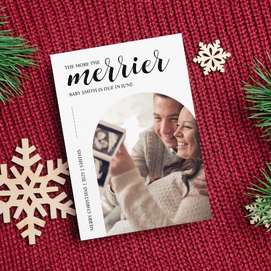 Hoe meer de Merrier moderne kerstzwangerschap Feestdagenkaart