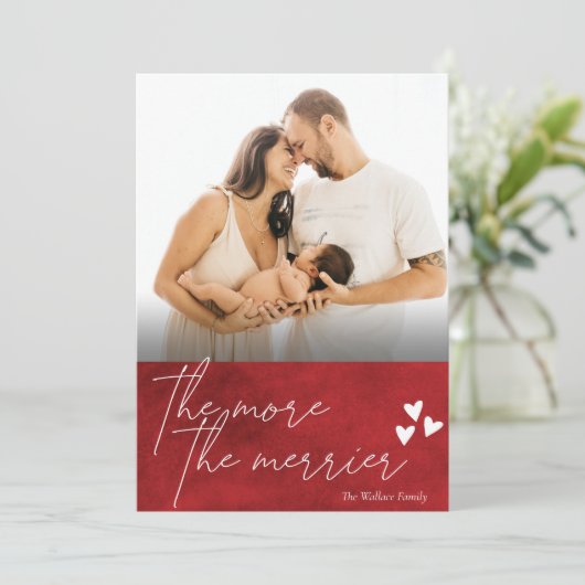 Hoe meer de Merrier New Baby met Kerstmis Feestdagenkaart (Staand voorkant)