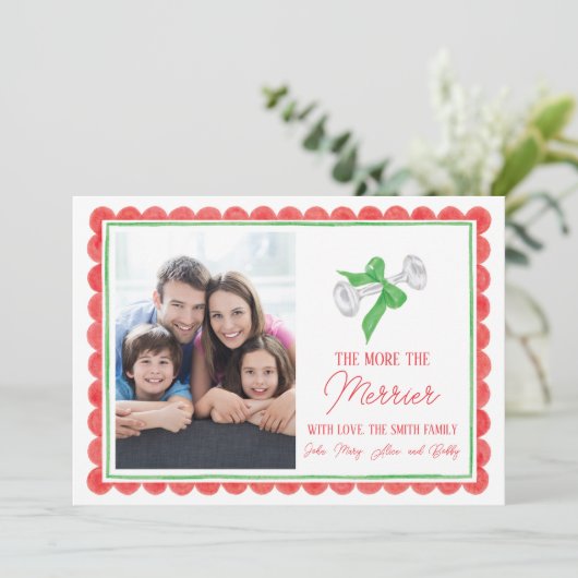 Hoe meer de Merrier Nieuwe Baby Kerst Kaart (Staand voorkant)