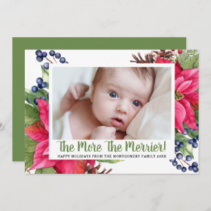 Hoe meer de Merrier Poinsettia Holiday Baby Aankondiging