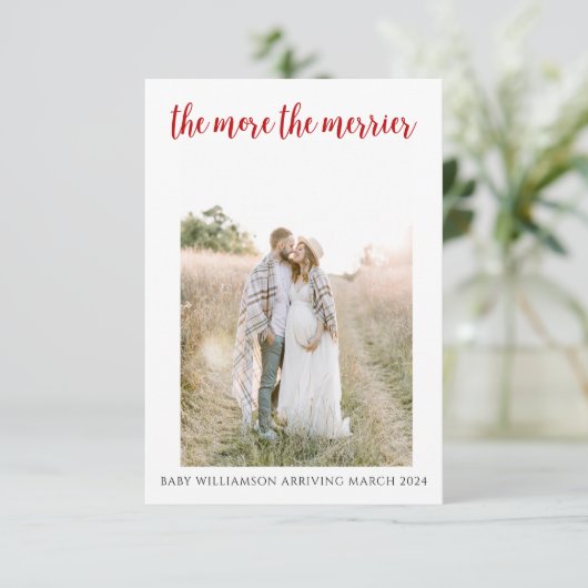 Hoe meer de Merrier Pregnancy Christmas Kaart (Staand voorkant)