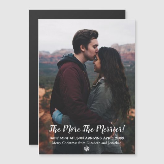 Hoe meer de Merrier Pregnancy Holiday Magnet Kaart (Voorkant / Achterkant)