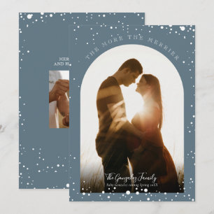 Hoe meer de Merrier Pregnancy Modern Snowy Foto Feestdagenkaart