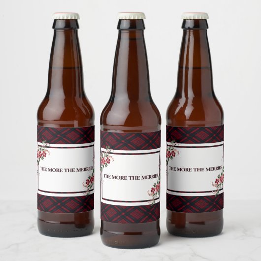 Hoe meer de Merrier Red Plaid Bier Etiket (Flessen)