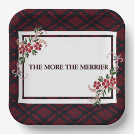 Hoe meer de Merrier Red Plaid Papieren Bordje