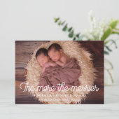 Hoe meer de merrier twin geboorte aankondigingskaa aankondiging (Staand voorkant)