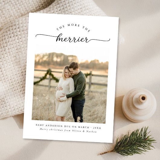Hoe meer de Merrier unieke kerstzwangerschap Feestdagenkaart