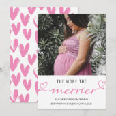 hoe meer de merrier Valentijn baby roze hart Feestdagenkaart (Voorkant / Achterkant)