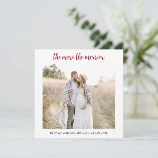 Hoe meer de Merrier zwangerschapsaankondiging Kaar Feestdagenkaart (Staand voorkant)