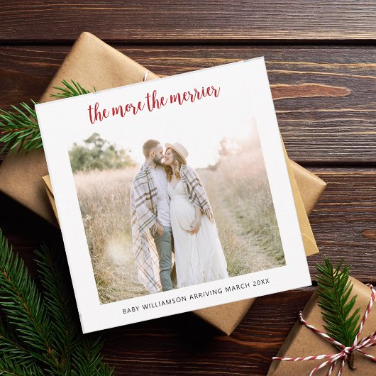 Hoe meer de Merrier zwangerschapsaankondiging Kaar Feestdagenkaart