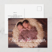 Hoe meer de vrolijkere tweelinggeboorte aankondigi briefkaart (Voorkant / Achterkant)