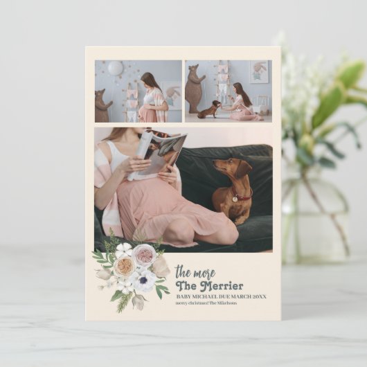 Hoe meer de zwangerschap van de Merrier Feestdagenkaart (Staand voorkant)