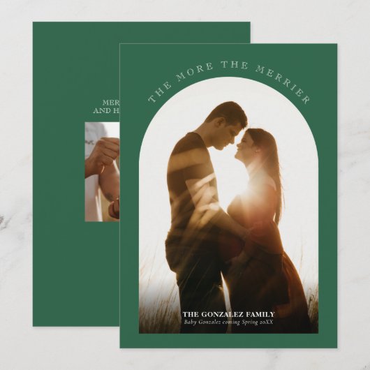 Hoe meer de zwangerschap van de vrouw Moderne Foto Feestdagenkaart (Voorkant / Achterkant)