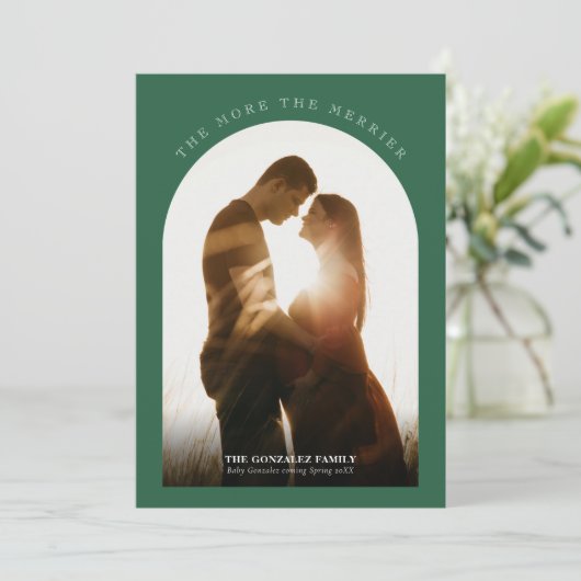 Hoe meer de zwangerschap van de vrouw Moderne Foto Feestdagenkaart (Staand voorkant)