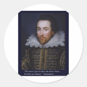 "Hoe Meer Ik Geef" Shakespeare Liefdescitaat Cadea Ronde Sticker