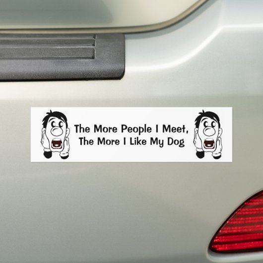 Hoe meer mensen ik ontmoet,... bumpersticker (Op auto)