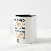 Hoe meer mensen ik ontmoet ... Golden Retriever Tweekleurige Koffiemok (Voorkant links)