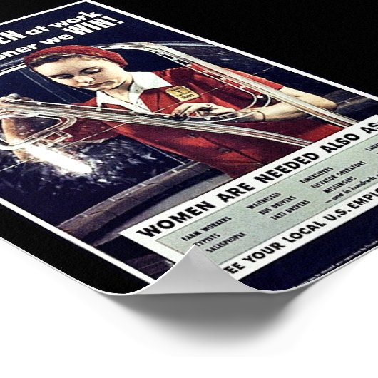 Hoe meer vrouwen op het werk hoe eerder we winnen poster (Hoek)