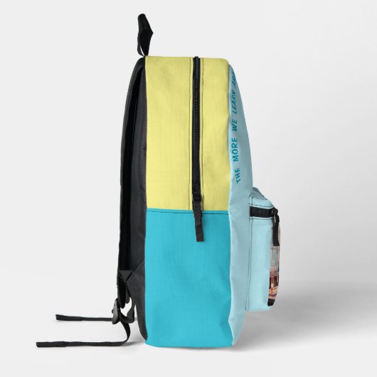 Hoe meer we leren.. bedrukte rugzak (Links)