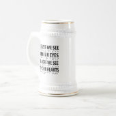 Hoe minder we zien met onze ogen - blindheid brail bierpul (Voorkant links)