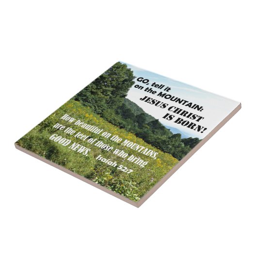 Hoe mooi op de bergen-Kerstmis Tegeltje (Zijkant)