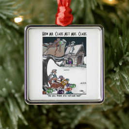 Hoe Mr. & Mrs Claus Met Ceramic Square Ornament
