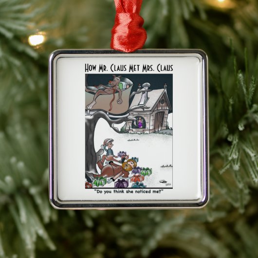 Hoe Mr. & Mrs Claus Met Ceramic Square Ornament (Boom)