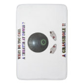 Hoe noem je een bedrieger bij Lawn Bowls, grappig Badmat (Voorkant Verticaal)