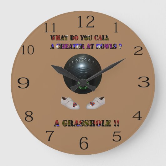 Hoe noem je een bedrieger bij Lawn Bowls, grappig Grote Klok (Voorkant)