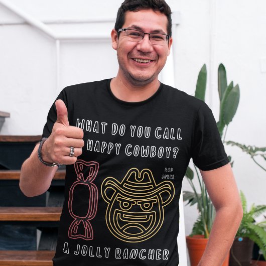 Hoe noem je een gelukkige cowboy? Grappige papa gr T-shirt