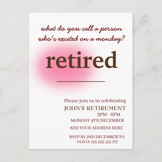 Hoe noem je iemand die enthousiast met pensioen is briefkaart (Voorkant)