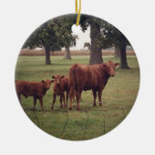 Hoe nu bruine Koe Keramisch Ornament (Voorkant)