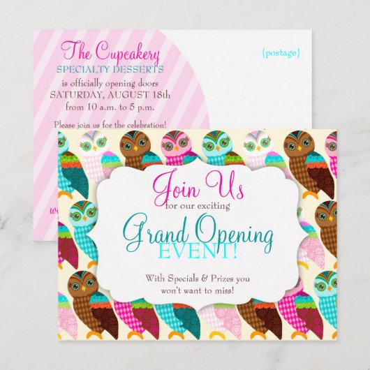 Hoe nu Kleine Owl? Grote opening Uitnodiging Briefkaart (Voorkant / Achterkant)