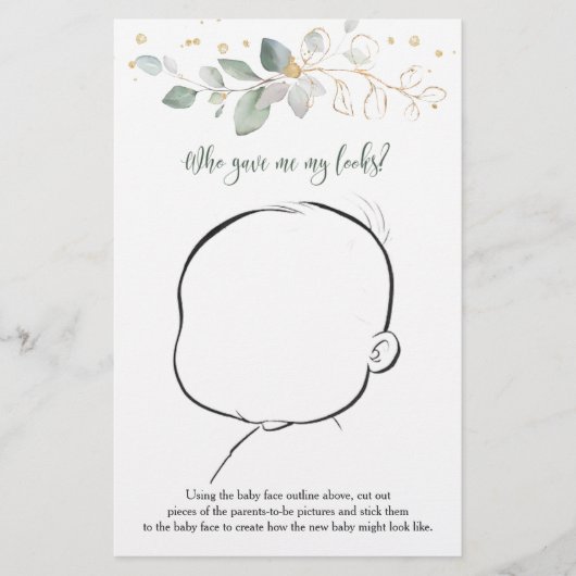 Hoe ons Baby er Greenery Baby shower Game zou kunn Flyer (Voorkant)