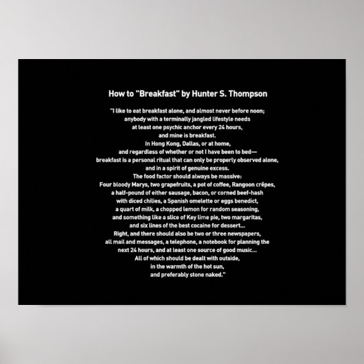 Hoe ontbijt Hunter S Thompson Poster (Voorkant)