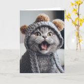 Hoe oud ben je? Verjaardag Kat Groet Kaart (Gele Bloem)