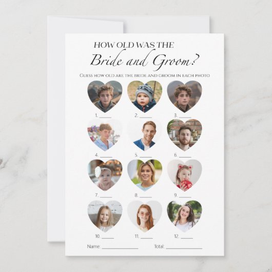 Hoe oud bruid en bruidegom Vrijgezellenfeest spel Kaart (Voorkant)