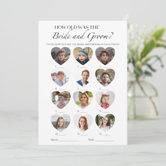 Hoe oud bruid en bruidegom Vrijgezellenfeest spel Kaart (Staand voorkant)