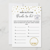 Hoe oud bruids baby shower spel kaart (Voorkant)