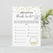 Hoe oud bruids baby shower spel kaart (Staand voorkant)