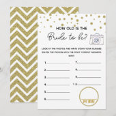 Hoe oud bruids baby shower spel kaart (Voorkant / Achterkant)