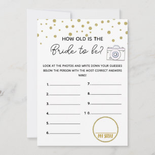 Hoe oud bruids baby shower spel kaart