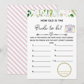 Hoe oud bruids baby shower spel kaart (Voorkant / Achterkant)