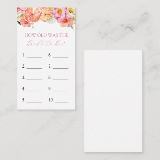 Hoe oud is de Bride om spelkaart te worden Informatiekaartje (Voorkant / Achterkant)