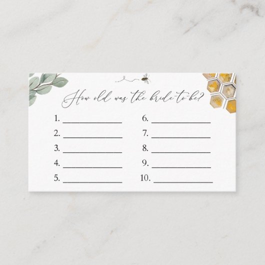 Hoe oud is de Bride to Bee-spelkaart? Informatiekaartje (Voorkant)